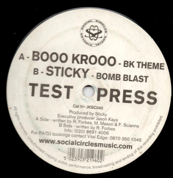 The Booo Krooo / Sticky : Booo Krooo Theme / Bomb Blast (12", TP)