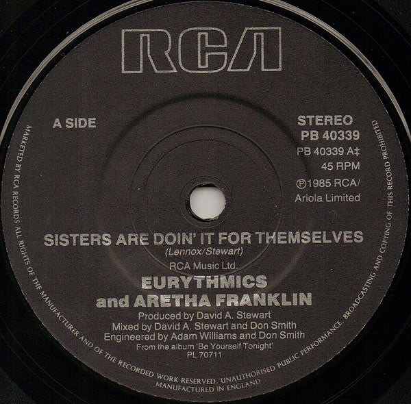 Eurythmics And Aretha Franklin : Sisters Are Doin' It For Themselves (7", Single)
