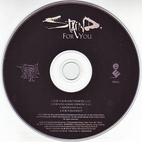 Staind : For You (CD, Single, Enh)