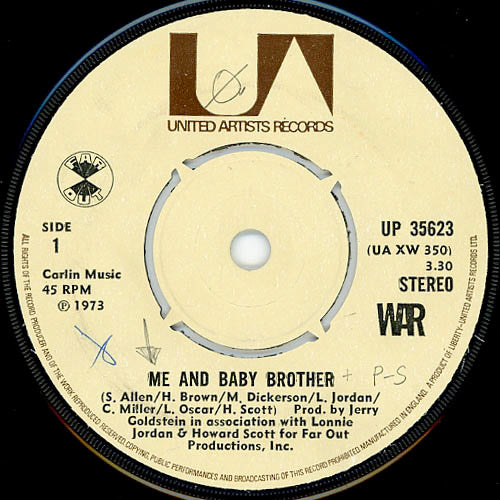 War : Me And Baby Brother (7", Single)