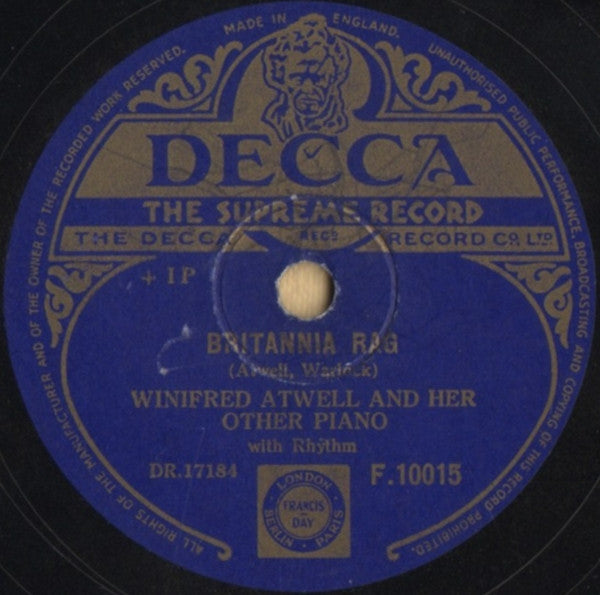 Winifred Atwell And Her Other Piano* : Britannia Rag / Dixie Boogie (Shellac, 10", Single)