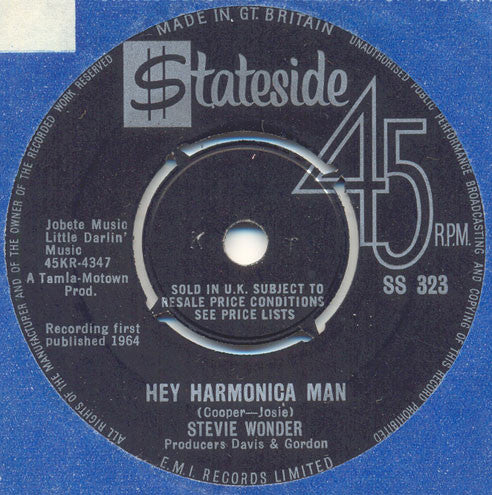 Stevie Wonder : Hey Harmonica Man  (7", Single)