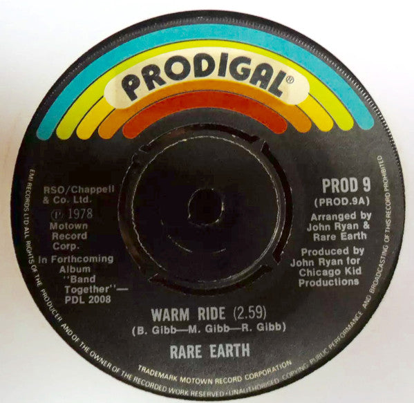 Rare Earth : Warm Ride (7", Single)