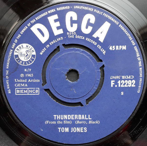 Tom Jones : Thunderball (7", Single)