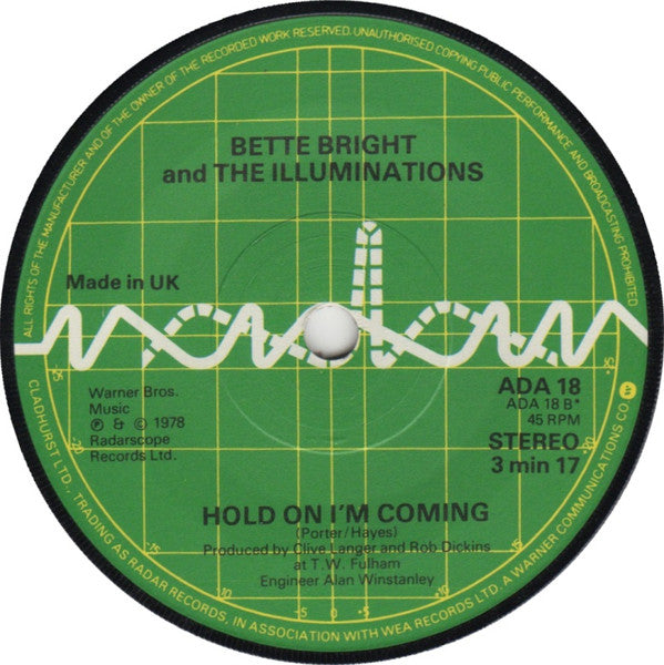 Bette Bright And The Illuminations : My Boyfriend's Back (7", Single)