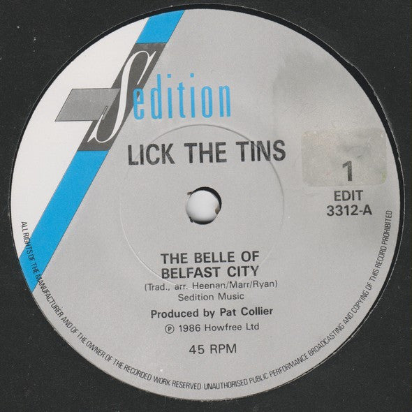 Lick The Tins : The Belle Of Belfast City (7", Single)