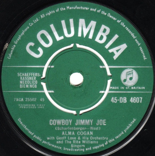 Alma Cogan With Geoff Love & His Orchestra And The Rita Williams Singers : Cowboy Jimmy Joe (7")