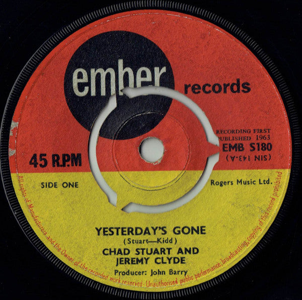 Chad & Jeremy : Yesterday's Gone (7", Single, Pus)