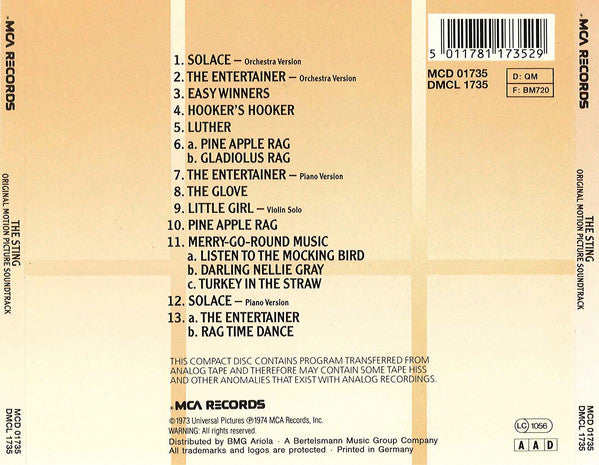 Marvin Hamlisch : The Sting (Original Motion Picture Soundtrack) (CD, Album)