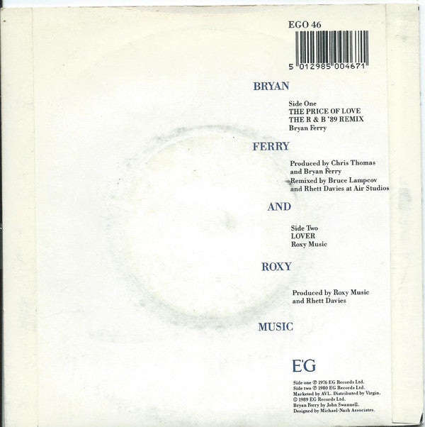 Bryan Ferry : The Price Of Love (7")