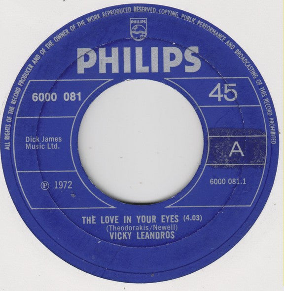 Vicky Leandros : The Love In Your Eyes (7")