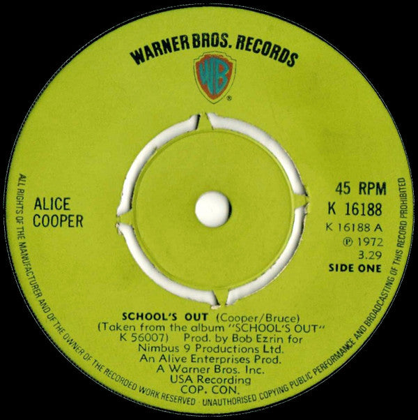 Alice Cooper : School's Out  (7", Single, 4-P)
