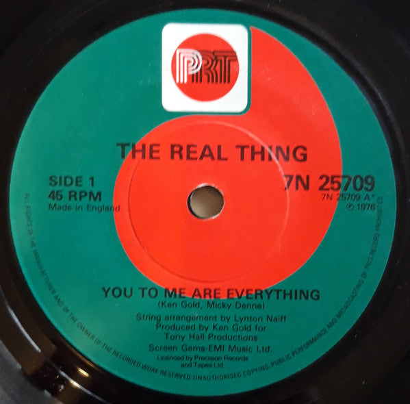 The Real Thing : You To Me Are Everything (7", Single, Sol)
