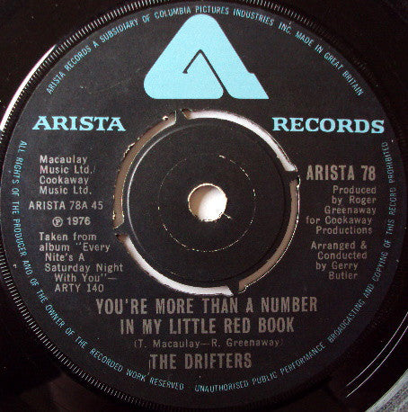 The Drifters : You're More Than A Number In My Little Red Book (7", Single, Bla)