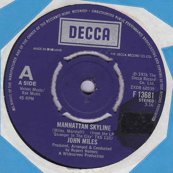 John Miles : Manhattan Skyline (7", Single)