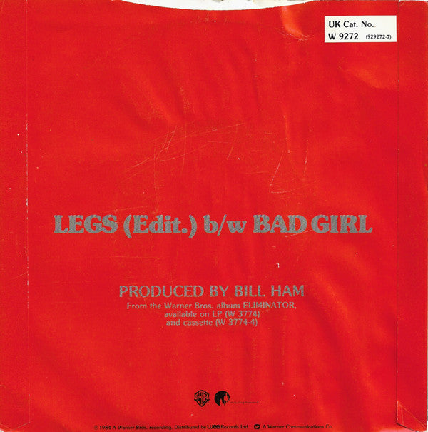 ZZ Top : Legs (7", Single, Pap)