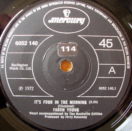 Faron Young : It's Four In The Morning (7", Single, Pap)