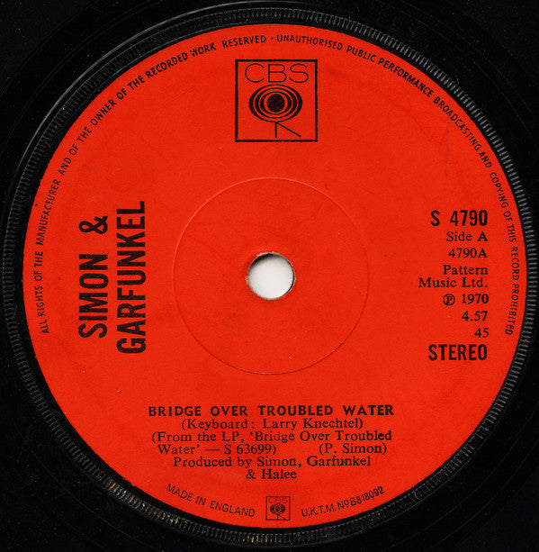 Simon & Garfunkel : Bridge Over Troubled Water (7", Single, Sol)