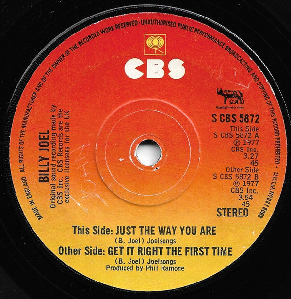 Billy Joel : Just The Way You Are (7", Single)