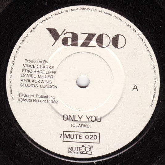 Yazoo : Only You (7", Single, Pap)
