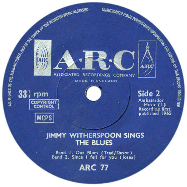 Jimmy Witherspoon : Sings The Blues (7", EP)