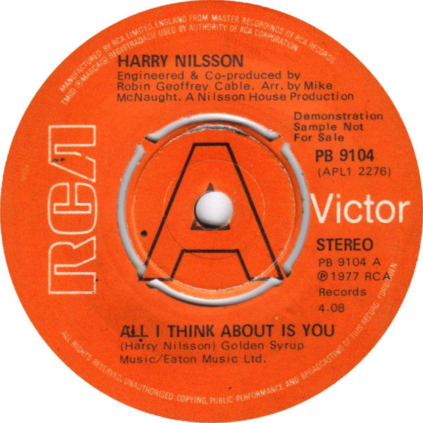 Harry Nilsson : All I Think About Is You (7", Single, Promo)
