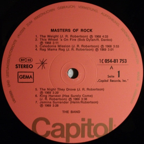 The Band : Masters Of Rock (LP, Comp)