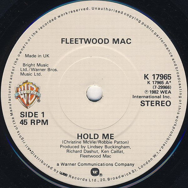 Fleetwood Mac : Hold Me (7", Single)