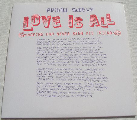 Love Is All : Ageing Had Never Been His Friend (CD, Promo, Car)