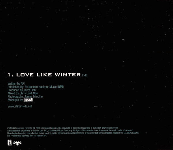 AFI : Love Like Winter (CD, Single, Promo)