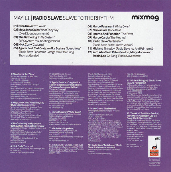 Radio Slave : Slave To The Rhythm (CD, Mixed)
