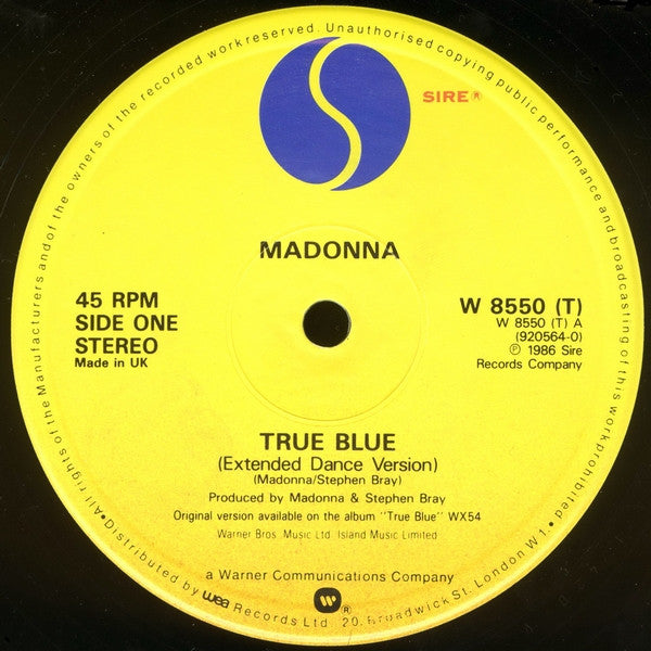Madonna : True Blue (Extended Dance Version) (12", Single)