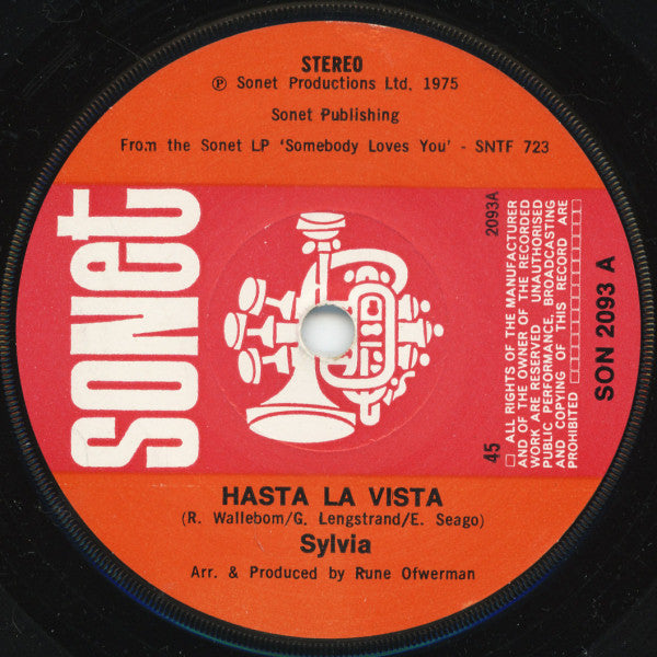 Sylvia Vrethammar : Hasta La Vista (7", Single, Sol)