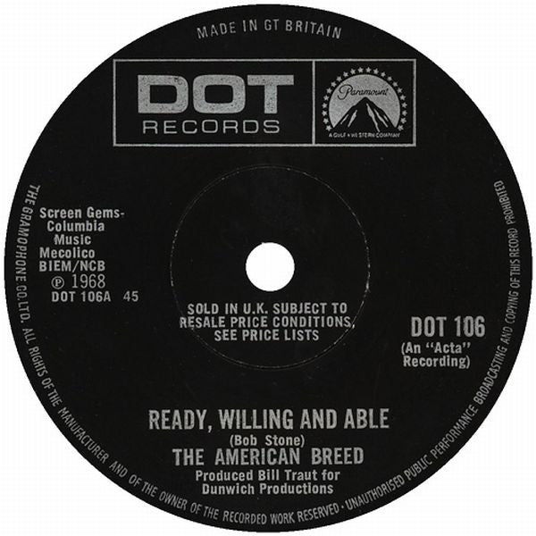 The American Breed : Ready, Willing And Able (7", Single, Sol)