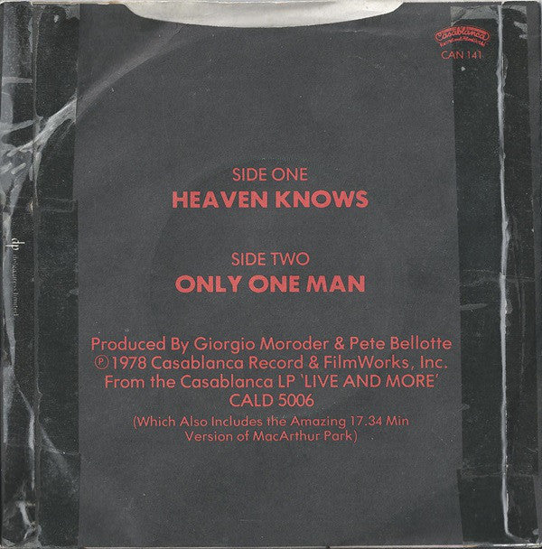 Donna Summer : Heaven Knows (7", Single, Sol)