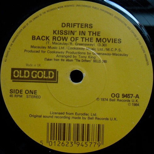 The Drifters : Kissin' In The Back Row Of The Movies (7")