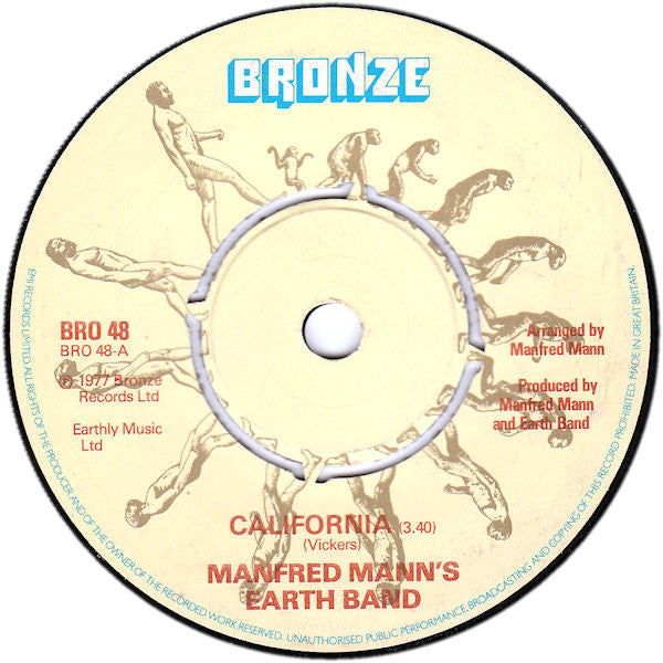 Manfred Mann's Earth Band : California (7", Single)