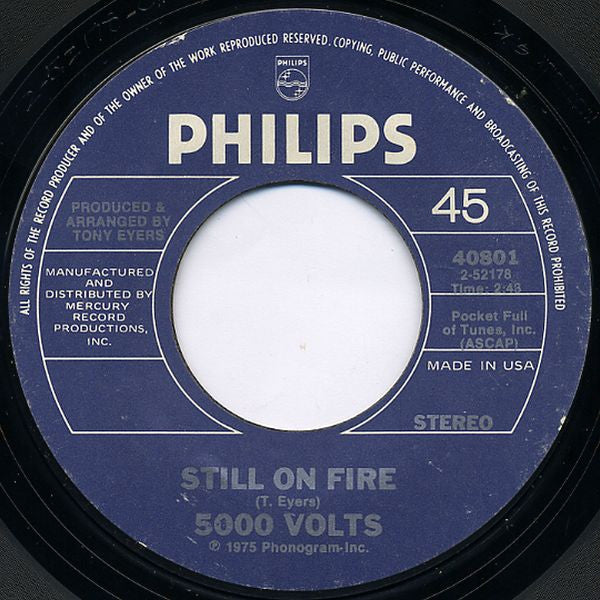 5000 Volts : I'm On Fire (7", Styrene, Ter)