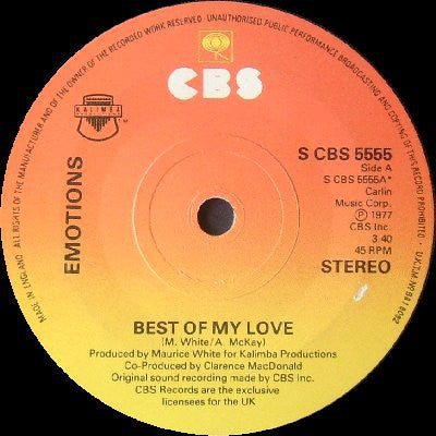 The Emotions : Best Of My Love (7", Single, Pap)