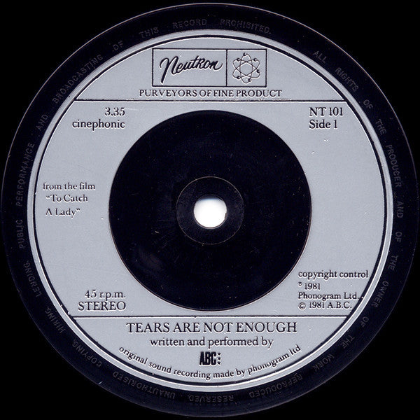ABC : Tears Are Not Enough (7", Single, Sil)