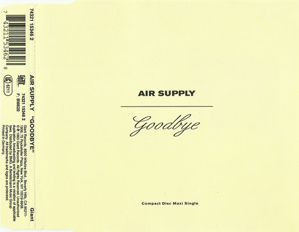 Air Supply : Goodbye (CD, Maxi)
