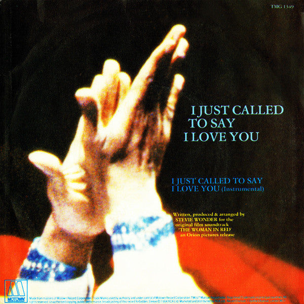 Stevie Wonder : I Just Called To Say I Love You (7", Single, Pap)