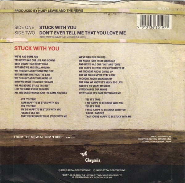 Huey Lewis & The News : Stuck With You (7", Single, Sil)