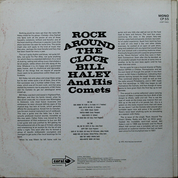 Bill Haley And His Comets : Rock Around The Clock (LP, Album, Mono, RE)