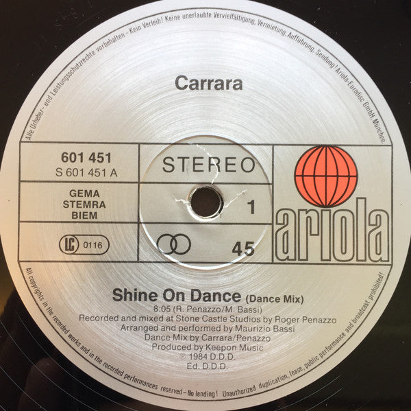Carrara : Shine On Dance (12", Maxi)