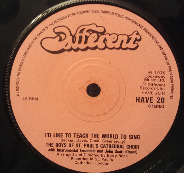 St. Paul's Cathedral Choir : I'd Like To Teach The World To Sing (7", Single)