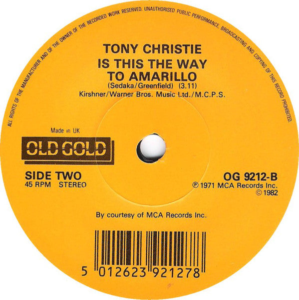 Tony Christie : I Did What I Did For Maria (7", Single)