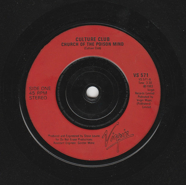 Culture Club : Church Of The Poison Mind (7", Single, Red)