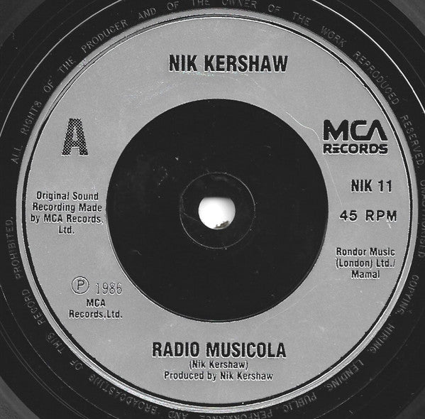 Nik Kershaw : Radio Musicola (7", Single)