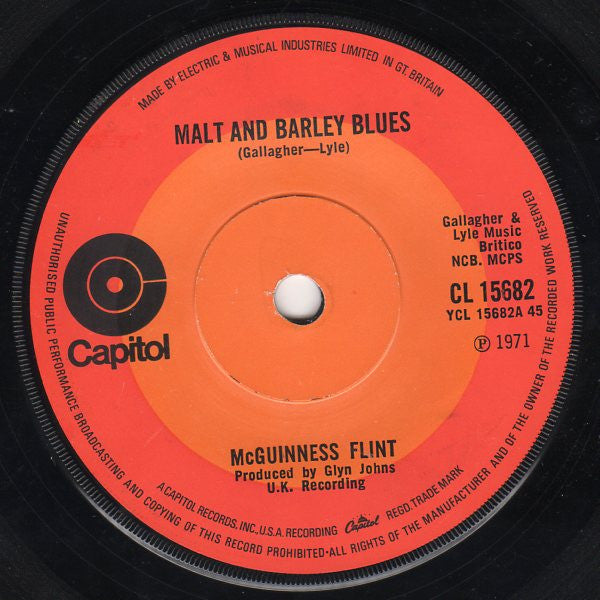 McGuinness Flint : Malt And Barley Blues (7", Sol)